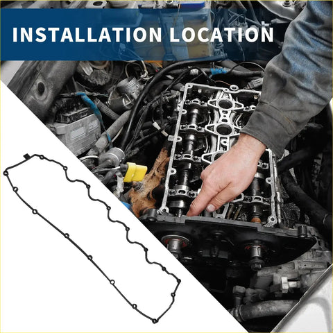 Black rubber valve cover gasket with reinforced edges and mounting holes for toyota land cruiser 1998-2007