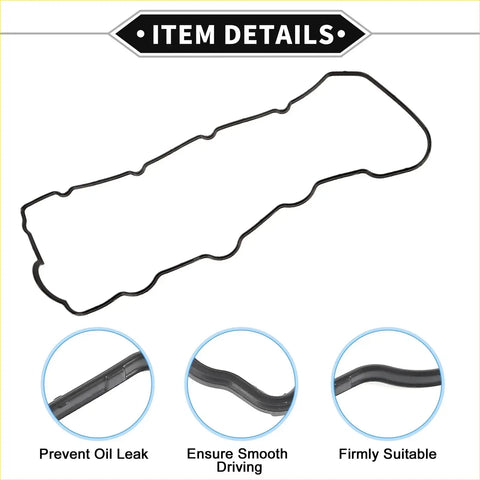 Black rubber valve cover gasket with reinforced edges and contoured shape for toyota landcruiser kdj90 3.0td d4d