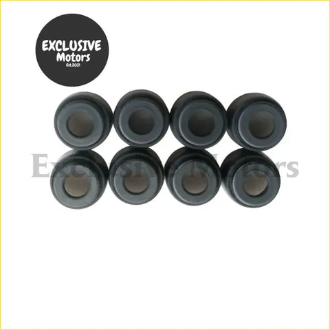 Eight black rubber valve stem oil seals arranged in two rows for nissan bluebird 2.0l engine use