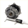 Silver metallic radiator fan clutch with ribbed circular design and mounting flanges for nissan atlas cabstar ud condor td27