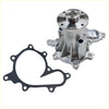 Silver aluminum water pump with black rubber gasket for nissan navara d40 d22 25l shown from the back side