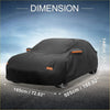 Waterproof 210d-pu black car cover with orange reflective strips for toyota crown sedan 2010-2023 back side view