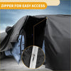 Black waterproof all weather car cover for toyota prius hatchback with white zipper track and silver metal pull tab