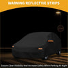 Black reflective waterproof all weather car cover with orange warning strips for toyota prius hatchback back side
