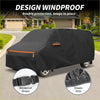 Black windproof car cover with orange trim and elastic edges made of waterproof aluminum film cotton for Toyota Noah