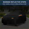 Black waterproof 210d-pu car cover for toyota 4runner 2010-2023 with reflective orange safety strips seen from back