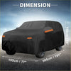 Waterproof black 210d-pu car cover with orange reflective strips for toyota 4runner 2010-2023 showing backside