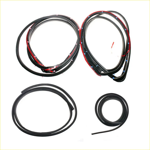 Black rubber weatherstrip set with red adhesive backing for Toyota Hilux 2-doors 2004-2015 window and door frames