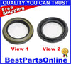 Two automotive wheel seals for Nissan D21 Pathfinder Infiniti QX4 in olive green and black shown side by side