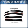 Window deflectors for toyota highlander side windows in black and red glossy plastic with vent visors design