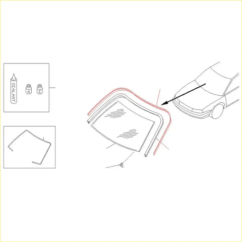 The windshield upper center molding kit for nissan ad y10x sunny n14 nv includes sealant tube and two small labeled containers