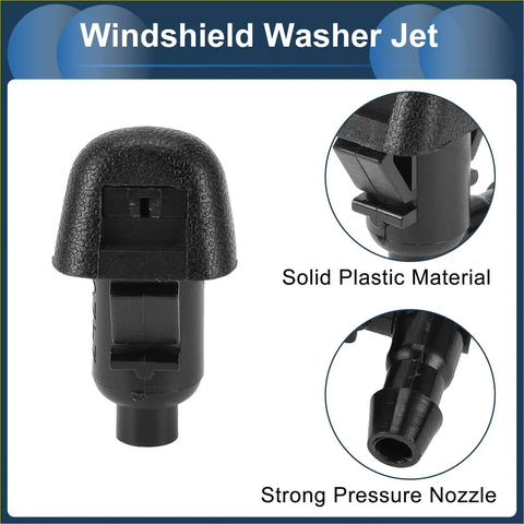 Black solid plastic windshield washer nozzle with textured dome top and pressure jet for toyota 4wd ute offroad use