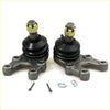Pair of black rubber-coated lower ball joints with gold threaded caps and gray metal brackets for datsun junior 140