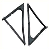 Black plastic vent window seal trim pieces for datsun nissan 620 ute 1972-1979 shown from the back side