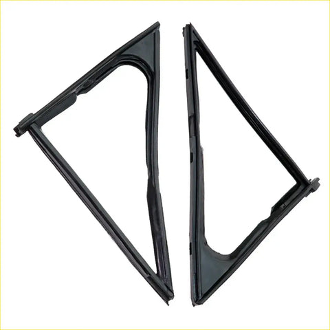 Black plastic vent window seal trim pieces for datsun nissan 620 ute 1972-1979 shown from the back side